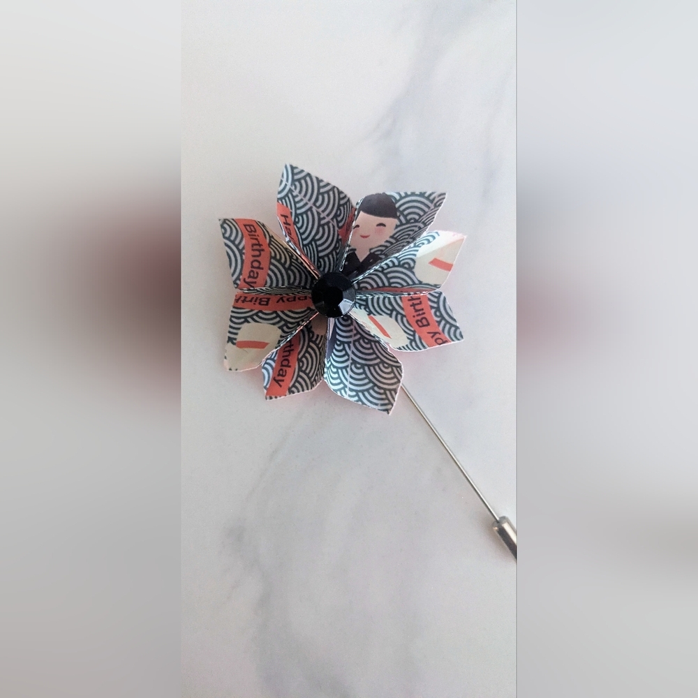 Happy Birthday Flower Lapel Pin